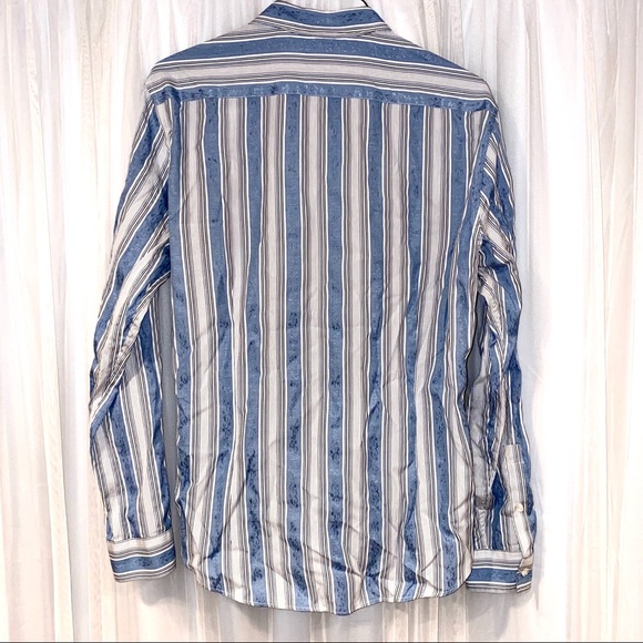 EUC H&M Casual Button up Blue Stripe Shirt, L - Picture 2 of 11